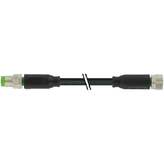 M08A Fem Droit 4p/M08A Mâle Droit 4p; PUR UL/CSA 3x0.25 Noir Cpc 0.3m-Lire la description