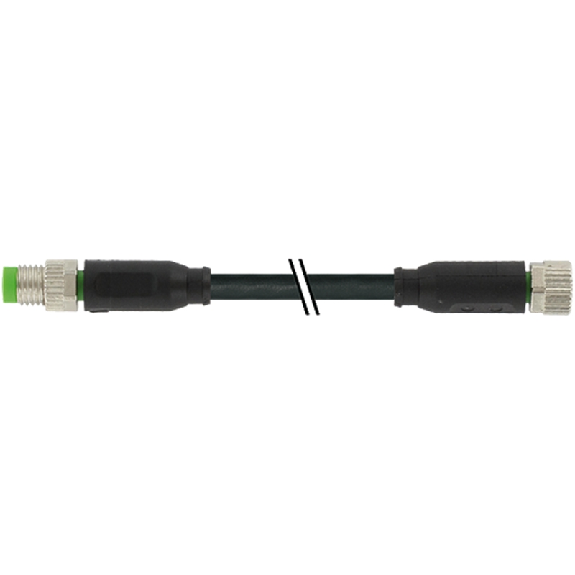 M08A Fem Droit 4p/M08A Mâle Droit 4p; PUR UL/CSA 3x0.25 Noir Cpc 0.3m-Lire la description