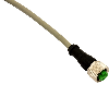 M12A Fem Droit 4p; Câble PUR 4x0.25 Noir 5m