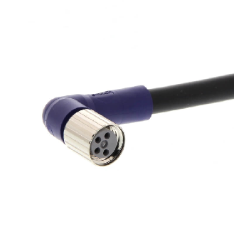 M08A Fem Coudé 4p; Câble PVC 4x0.25 Noir 2m-Lire la description