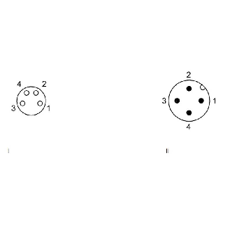 M08A Fem Droit 4p/M12A Mâle Droit 4p; PUR 4x0.34 Noir Cpc 0,3m-Lire la description