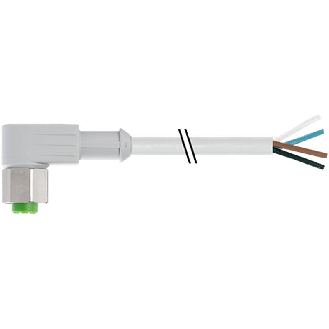 M12A Fem Coudé 4p Inox V4A F&B; Câble PVC 4x0,34 Gris 20m-Lire la description