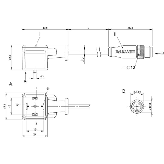 M12 Mâle Droit 3p/EV Forme A 18mm 24V LED+ATP Câble PUR Noir 2m-Lire la description