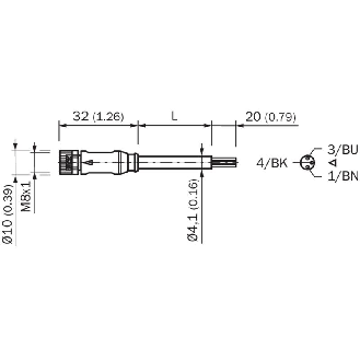 M08A Fem Droit 3p; Câble PUR 3x0.25 Noir Cpc 5m-Lire la description