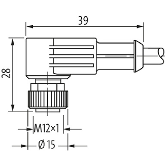 M12 Fem Coudé/M12 Mâle Droit; PUR/PVC 4x0,34 Noir 1m-Lire la description