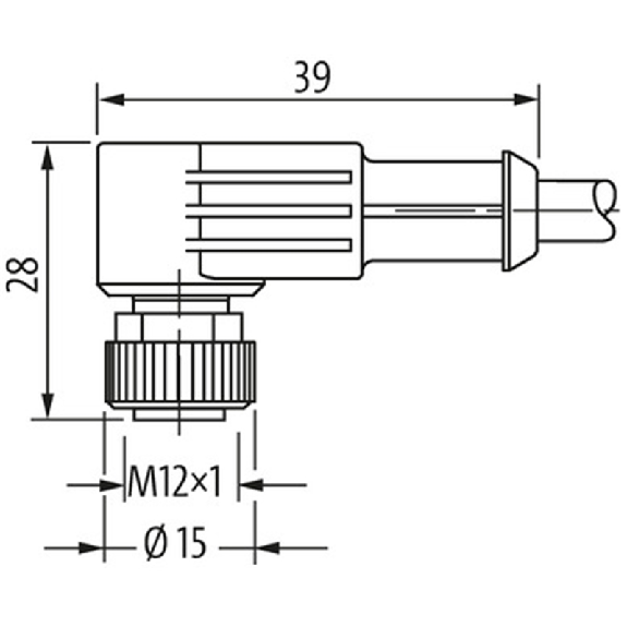 M12 Fem Coudé/M12 Mâle Droit; PUR/PVC 4x0,34 Noir 1m-Lire la description