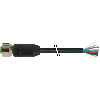 M12A Fem Droit 12p; Câble PVC 12x0,14 Noir 30m