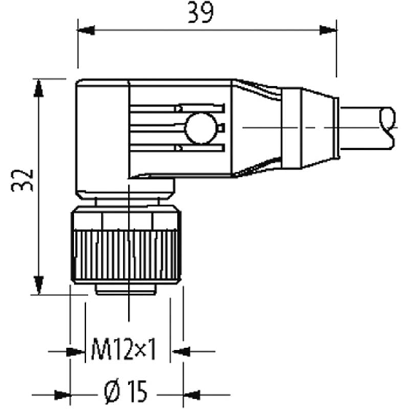 M12 Fem 90°/M12 Mâle 90°; Cube67; PUR Blindé 4x0.5+2x0.25 Vert 1,5m-Lire la description