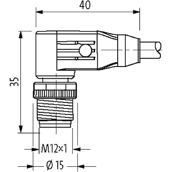 M12 Fem 90°/M12 Mâle 90°; Cube67; PUR Blindé 4x0.5+2x0.25 Vert 1,5m-Lire la description