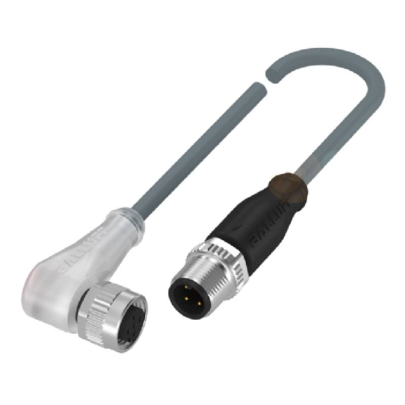 M12A Fem Coudé 5p/M12A Mâle Droit 4p; Câble PVC 4x0.34 Gris Cpc 5m-Lire la description