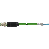 M12D Mâle Droit 4p; Câble PUR (UL/CSA) Blindé 2x2x0.34 Vert Ethernet