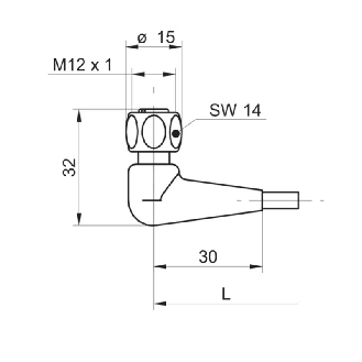 M12A Fem Coudé 4p Inox V4A F&B; Câble PP 4x0.34 Gris 10m-Lire la description