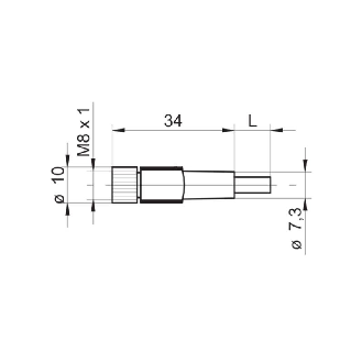 M08A Fem Droit 3p; Câble PUR 3x0.25 Gris/Noir Cpc 5m-Lire la description