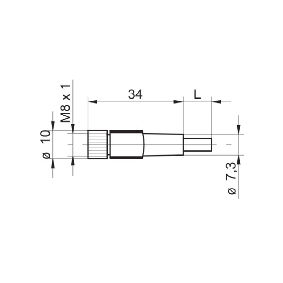 M08A Fem Droit 3p; Câble PUR 3x0.25 Gris/Noir Cpc 5m-Lire la description