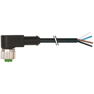 M12A Fem Coudé 4p; Câble PUR/PVC 4x0.34 Noir 1.5m-Lire la description