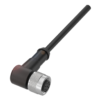 M12A Fem Coudé 8p; Câble PUR Blindé 8x0.25 Noir Cpc 50m-Lire la description