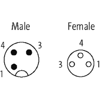 M08A Fem Droit 3p/M12A Mâle Droit 3p; PUR 3x0,25 Noir Cpc 3m-Lire la description