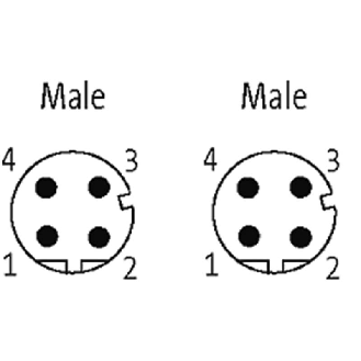M12 Mâle 90°/M12 Mâle 90°; PUR Blindé 2x2x0.34 Vert Ethernet 2m-Lire la description