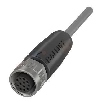 M12A Fem Droit 12p; Câble PVC 12x0.25 Gris Cpc 5m (30V)-Lire la description