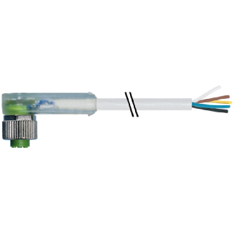 M12A Fem Coudé LED; Câble PUR 5x0.34 Gris Cpc 10m-Lire la description