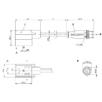 M12 Mâle Droit 3p/EV Forme BI 11mm 24V Câble PUR 3x0.50 Noir Cpc 5m-Lire la description