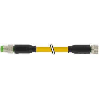 M08A Fem Droit 3p/M08A Mâle Droit 3p; PUR 3x0.25 Jaune Cpc 0.3m-Lire la description