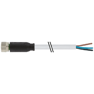 M08A Fem Droit 3p; Câble PVC 3x0.25 Gris 7.5m-Lire la description