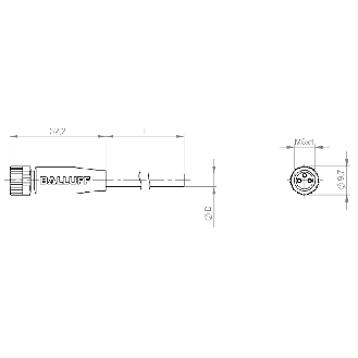 M08A Fem Droit 3p LED; Câble PUR 3x0.34 Noir Cpc 15m-Lire la description