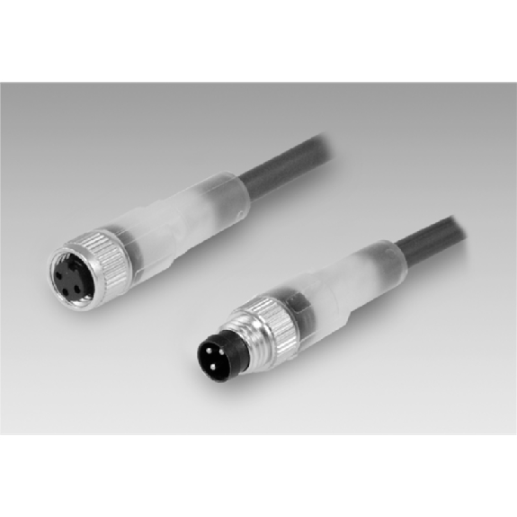 M08A Fem Droit 4p/M08A Mâle Droit 4p; PUR 4x0.25 Gris-Noir Cpc 0.2m-Lire la description