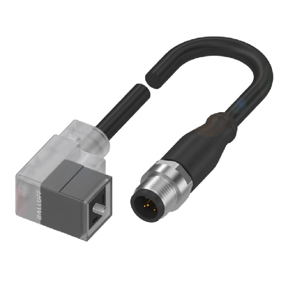M12 Mâle Droit/EV Forme A 18mm 24VAC/DC+DIODE PUR 4x0,75 Noir 3m-Lire la description
