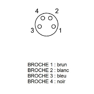 M08A Fem Coudé 4p; Câble PVC Blindé 4x0.34 Gris Cpc 3m (60V)-Lire la description