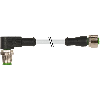 M12 Fem Droit/M12 Mâle Coudé; PVC 4x0,34 Gris 0,6m