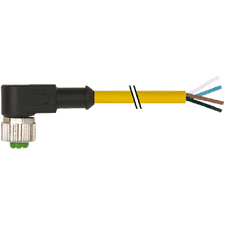 M12A Fem Coudé 4p; Câble PUR (UL/CSA) 4x0.34 Jaune Cpc 10m-Lire la description