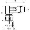 M12A Fem Coudé 8p; Câble PUR (UL/CSA) Blindé 8x0.25 Gris 50m