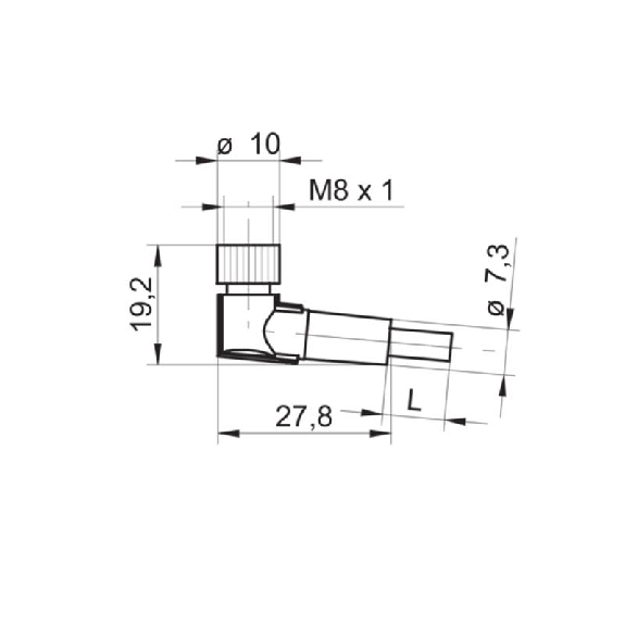 M08A Fem Coudé 4p; Câble PUR 4x0.25 Noir Cpc 5m-Lire la description