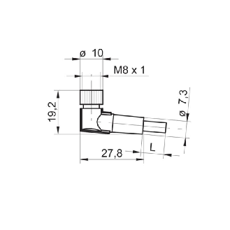 M08A Fem Coudé 4p; Câble PUR 4x0.25 Noir Cpc 5m-Lire la description