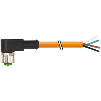 M12A Fem Coudé 4p; Câble PUR (UL/CSA) 4x0.34 Orange Robot Schleppk 2m-Lire la description