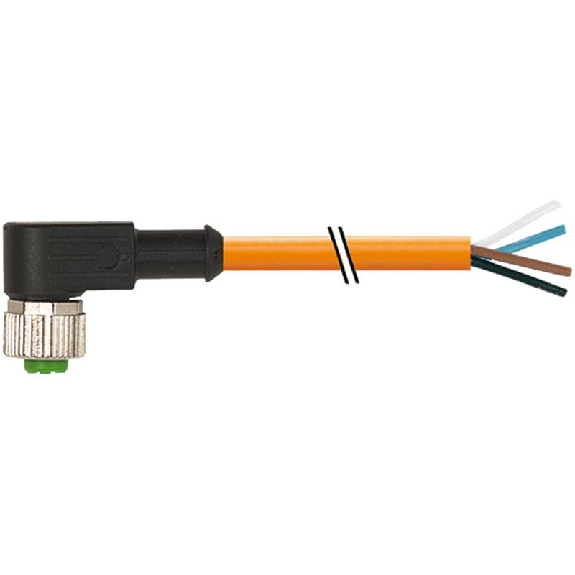 M12A Fem Coudé 4p; Câble PUR (UL/CSA) 4x0.34 Orange Robot Schleppk 2m-Lire la description