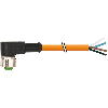 M12A Fem Coudé 4p; Câble PUR (UL/CSA) 4x0.34 Orange Robot Schleppk 2m