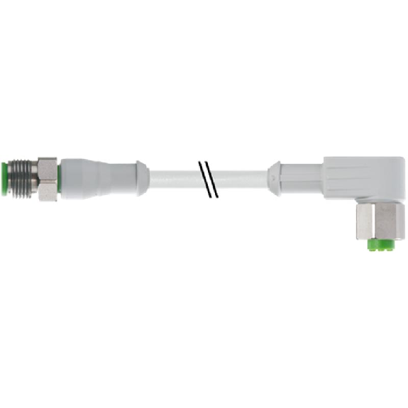 M12 Fem Coudé 4p/M12 Mâle Droit 4p Inox F&B; PVC 4x0,34 Gris 5m-Lire la description
