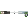 M12A Fem Coudé LED/M12A Mâle Droit; PUR/PVC 3x0,34 Gris Cpc 1,5m