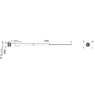 M08A Fem Droit 4p; Câble PUR 4x0.25 10m-Lire la description