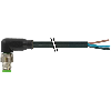 M08A Mâle Coudé 3p; Câble PUR/PVC 3x0.25 Noir Cpc 3m