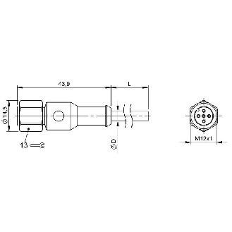 M12A Fem Droit 5p Inox WD; Câble PUR 4x0.34 Gris Cpc 3m (250V)-Lire la description