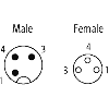 M08A Fem Droit 3p/M12A Mâle Droit 3p; PUR 3x0,25 Gris Cpc 0,6m
