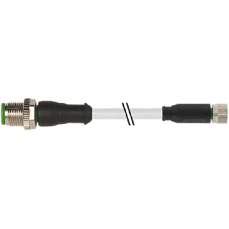 M08A Fem Droit 3p/M12A Mâle Droit 3p; PUR 3x0,25 Gris Cpc 0,6m-Lire la description