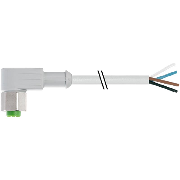 M12A Fem Coudé 4p Inox V4A F&B; Câble PVC 4x0,34 Gris 2m-Lire la description