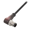 M12A Mâle Coudé 3p LED PNP NO; Câble PUR 3x0.34 Noir Cpc 10m (30Vdc)