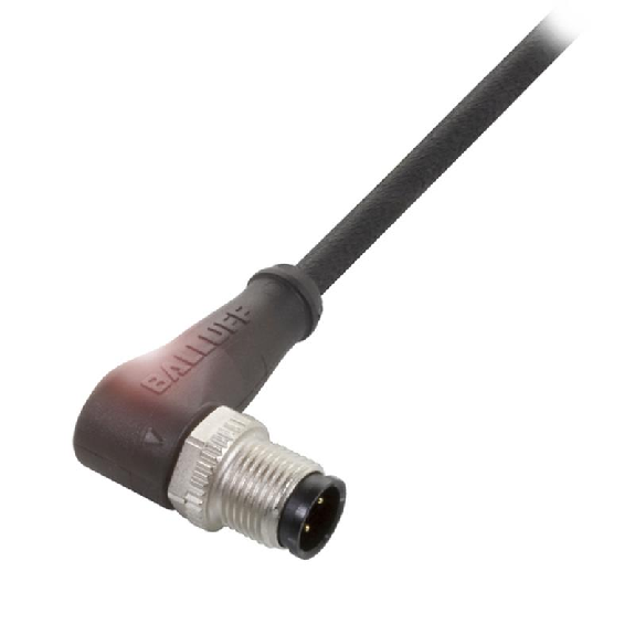 M12A Mâle Coudé 3p LED PNP NO; Câble PUR 3x0.34 Noir Cpc 10m (30Vdc)-Lire la description