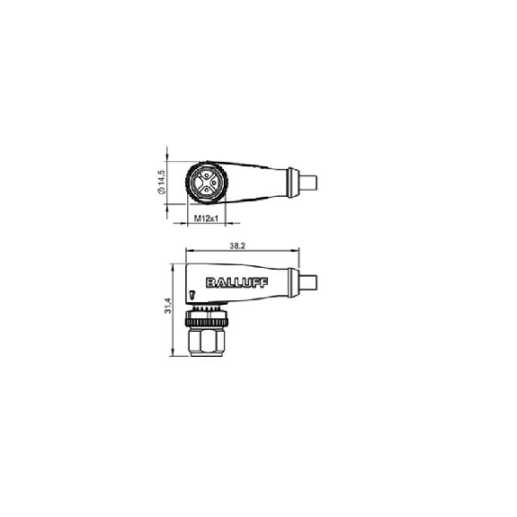 M12A Mâle Coudé 3p LED PNP NO; Câble PUR 3x0.34 Noir Cpc 10m (30Vdc)-Lire la description